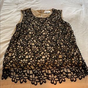 Lace blouse black/tan
